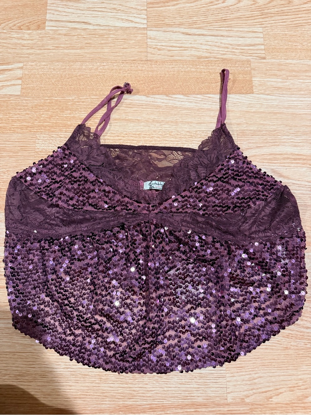Free People Purple Sequin Lace Cami